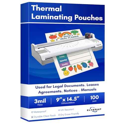 100 Pack Legal Size Laminating Sheets 8.5"x14" (9x14.5) - 3Mil Thick Clear Thermal Pouches for Documents, Compatible with All Laminators - Acid-Free & Bubble-Free Protection