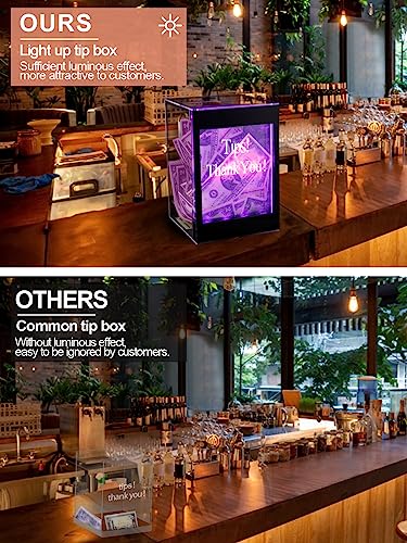 Light Up Tip Jar with Removable Writeable Sign & 20 Color Modes