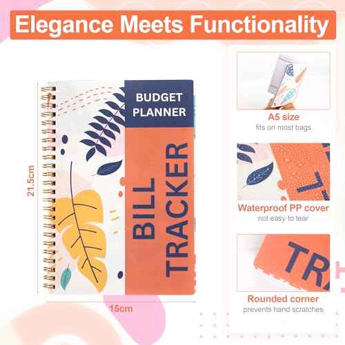 Bill Payment Tracker Notebook with Spiral Binding and Back Pocket ? for Financial Tracking Home Finance & Monthly Bill Payment Organizer (Sunset Leaves)