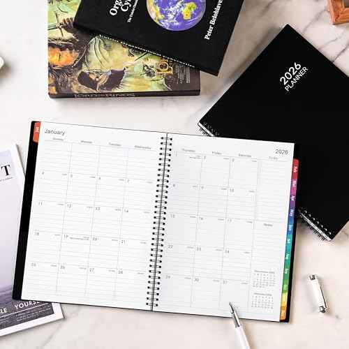 2026 Planner- 2026 Weekly and Monthly Planner, A4(8.9" x 11.2"), Jan. 2026 - Dec. 2026, Storage Pocket, Daily Agenda Book, College Organizer Notebook, Teacher Student Planning Book with Tabs, Enterprise