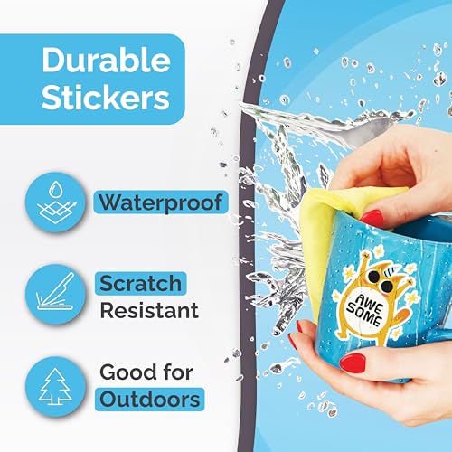 Premium Printable Vinyl Sticker Paper for Inkjet & Laser Printer - 56 Sheets - Glossy White - Self-Adhesive Waterproof Sheets - Dries Quickly & Vivid Colors - Holds Ink Well - Tear Resistant