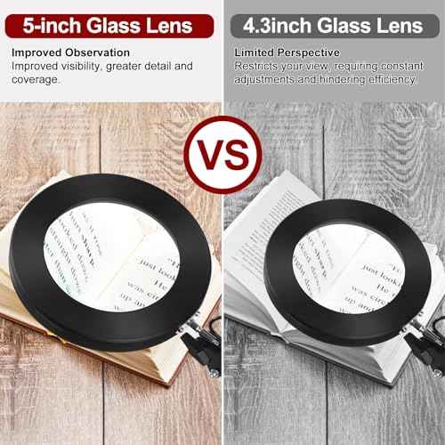 12X Magnifying Glass with Light and Stand, Magnifier with Light Hands Free, 5 Color Modes LED Work Lighted, 2-in-1 Magnifying Lamp for Reading Craft Hobby Painting Sewing Close Work