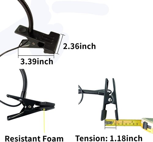 QUANS 5W Clip-On Gooseneck COB LED Desk Lamp - Adjustable Warm White Light | 19-Inch Black Design