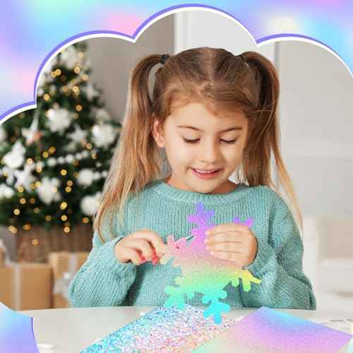 24 Sheets Holographic Cardstock 8.5 x 11, 250gsm/92lb Metallic Cardstock Glitter Shiny Iridescent Mirror Paper Thick Card Stock Paper for Crafts, Card Making, Party Decoration, Scrapbook Supplies