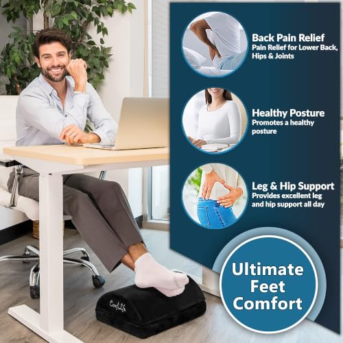 ComfiLife Adjustable Memory Foam Foot Rest for Under Desk, Black