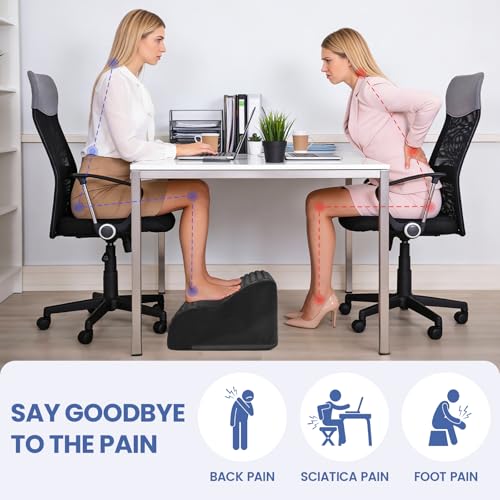 FFOGH Black Foot Rest for Under Desk with Massage Dots, 3-Tier Foot Stool