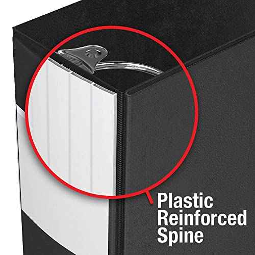 Heavy-Duty 3-Inch Binder Notebook, Large 3-Ring Binder for School, Office, or Home, Pack of 4, Black