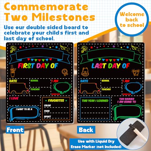 Melisheer First and Last Day of School Chalkboard Sign for Kids, Double-Sided Reusable Classroom Board