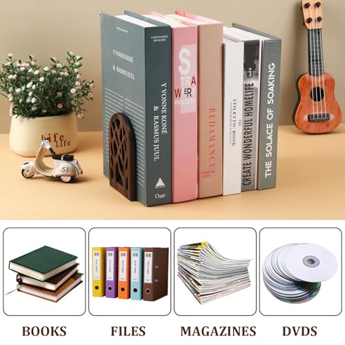 Wood Tree Book Ends Set of 2 Heavy Non-Skid Shelving Support