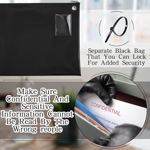 Humyoun 2 Pcs Large Black Leather Mail Zipper Bag 18x14 Inches - Office & Travel
