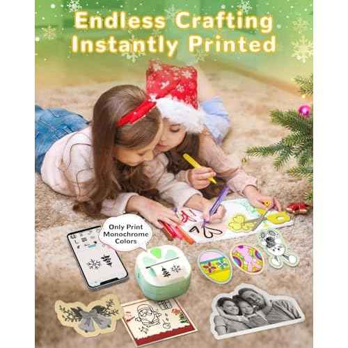 Sticker Printer, Print Pods Mini Printer, Bluetooth Thermal Sticker Maker Machine with 3 Rolls Paper, Print Pod Mini Printers for iphone, Impresora Port?til for Study Note, Journal, DIY, Kids Gift