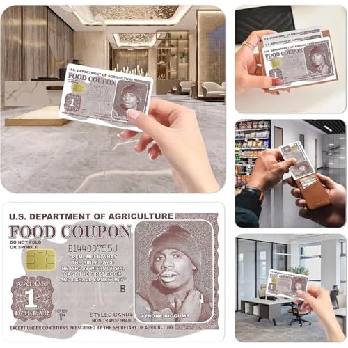 4Pcs Tyrone Biggums Food Coupon Credit Card Sticker, Debit Card Skin Cover, Personalized Food Coupon Debit Card Skin Cover, Waterproof Credit Card Skins Credit Card Covers Skin