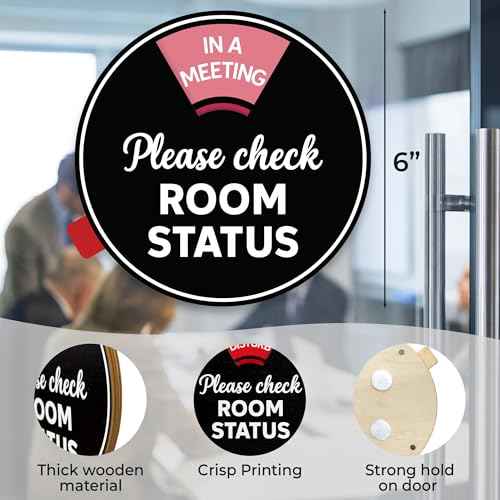Office Door Sign Decor 6 in 1 Rotating, In A Meeting/Do Not Disturb/Please Knock/Work From Home/Back Soon/Out Of Office Supplies Sign For Door, Available And Away Wheel Spinner (Tape & Magnetic)