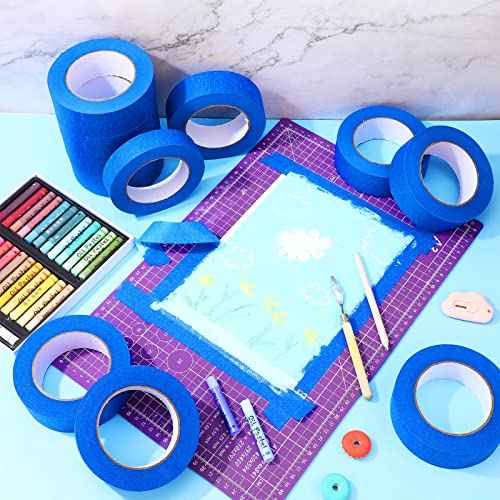 Fainne 12 Rolls Blue Painters Tape Bulk, 1.5 Inches x 55 Yards Masking Tape, Trim Edge Finishing Tape for Walls Painting Labeling Home School Decoration