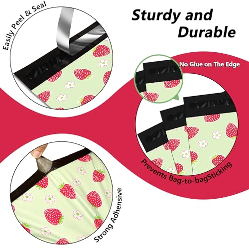 Vapulcio Strawberry Self-Seal Poly Mailers 10x13 Inch, 25 Pack - Perfect for Shipping & Packaging