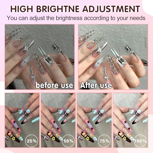 Half Moon Foldable LED Nail Tech Lamp for Desk, 35inch Adjustable 3000K-6000K Dimmable Manicure Table Lamp with Phone Holder (White)