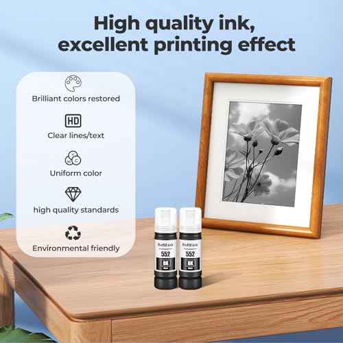 552 Black Ink ET-8550 ET 8550 552 Photo Black Ink 552 Ink Refill Bottles Compatible for Photo ET-8550 ET-8500 8550 8500 Black Ink Bottles 4 Pack