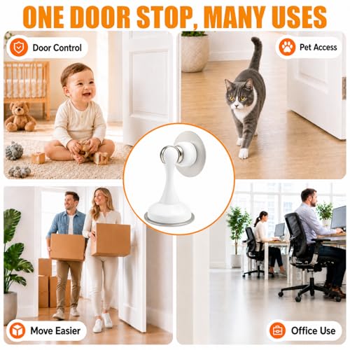 YDAJIURI Magnetic Door Stop - No Drilling, 3D Adhesive Tape, White, 1 Pack