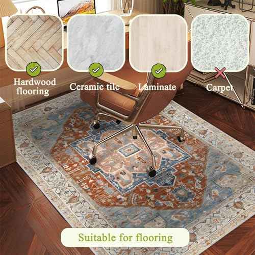 Office Chair Mat for Hardwood Floor,Desk Chair Mat for Rolling Chairs,Computer Gaming Chair Mat Rectangular Office Rug,Anti Slip Non-Curve Floor Protector for Home Office.(2.9ftx3.9ft)