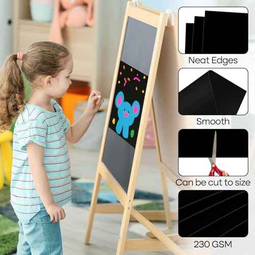 100 Pcs Black Poster Board Paper 14x18, ROOKEA Vision Boards Posterboard Bulk for School Projects Classroom Arts Craft Presentations Drawing Scrapbooking Blank Graphic Display
