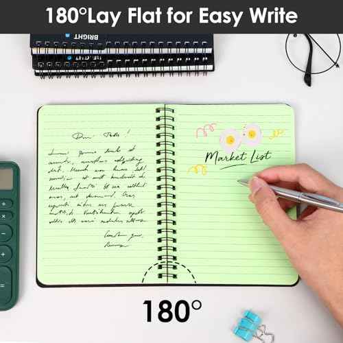 LABUK 4 Pack 5 x 7in Spiral Notebook, Spiral Journals, Poly Cover 7 Bright Neon Colored Lined Paper Memo Pads 100 Sheets/200 Pages for School, Office