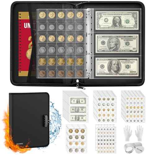 Coin Collection Book with 520 Pockets Coin Holders, Coin Albums for Collectors Coin Sleeves-Paper Money Binder Organizer Coins Storage Case with Lock,Collecting Coin Collection Supplies for Bill,Stamp