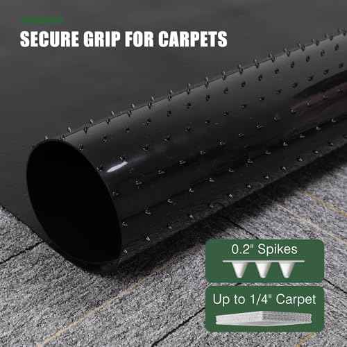 Chair Mat for Carpet, 36" x 48" Office Chair Mat for Carpeted Floors, Non-Slip Carpet Protector Floor Mat with Grips, Plastic Heavy-Duty Rolling Desk Mat for Home Office and Gaming (Black)