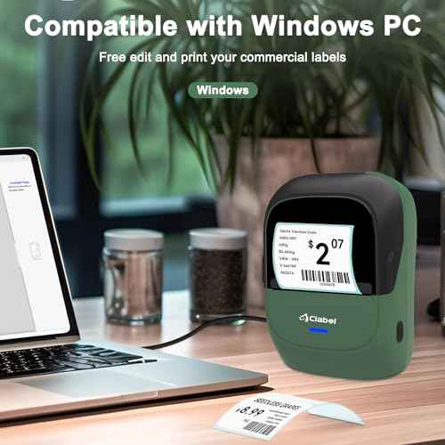 CLABEL Thermal Label Maker Machine: 2 Inch Portable Bluetooth Label Printer 221B Mini Wireless Barcode Printer Compatible with iOS & Android for Small Business Home Office Organization (Green)
