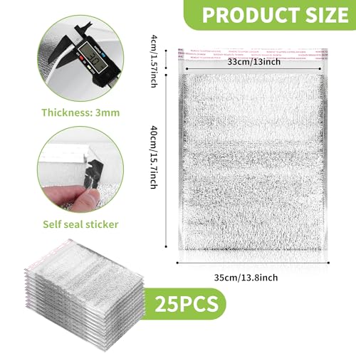 Reusable Insulation Bags 13.8'' x 15.7'' 25 Pcs, Thermal Box Liners Metalized Box Self Seal Insulated Box Liners Lunch Food Packing, Grocery Delivery Envelopes Mailers Insulated Shipping Bags