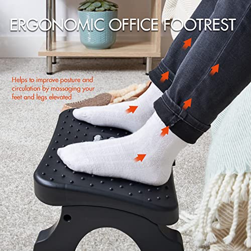 Under Desk Footrest with Massage Rollers – Ergonomic Foot Stool for Home Office
