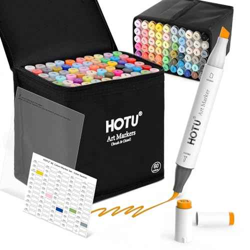 Alcohol Markers Brush Tip -60 Virant Colors Daul Tips Art Markers Set, for Artist Adults Coloring Illustrations, with Seamless Blending, Colorless Blender, Anti-Bleeding Pad, &Premium Ink