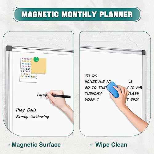 Double Sided Magnetic White Board, 36"x24" Dry Erase Whiteboard for Wall with Aluminum Frame Presentation Board for School, Office and Home