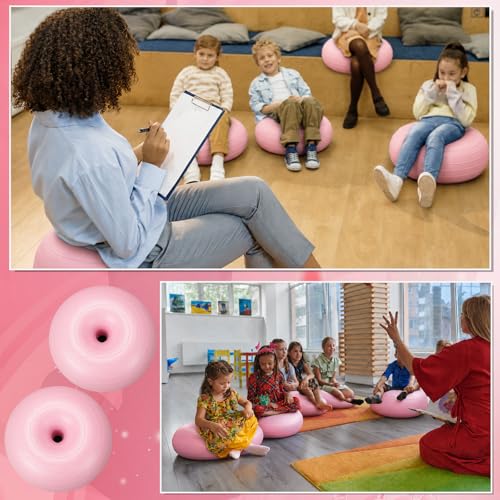 CHMKMPZG 2 Pack Inflatable Yoga Ball Chair 17.3" Donut Pink Non-Slip Stability Seating