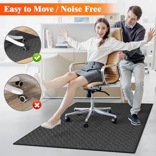 KMAT 36x48in Office Chair Mat – Heavy Duty Hardwood/Tile Floor Protector, Non-Slip, Black
