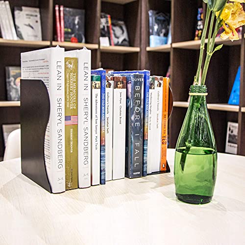 Aobopar Black Adjustable Metal Bookends for Heavy Books, Desk Organizer