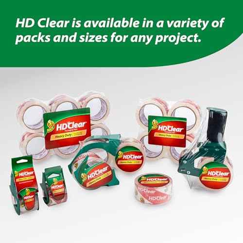 Duck HD Clear Extra Long Packing Tape - 6 Rolls of Strong Heavy Duty Packing Tape Refills for Shipping and Moving, Boxes and Packaging ? 1.88 In. x 109 Yards - 3" Core - Clear (287975)