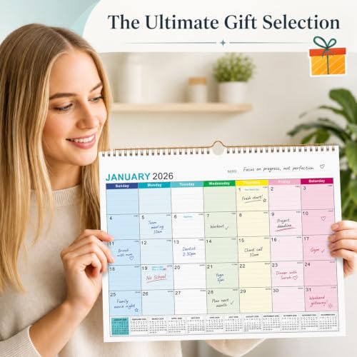 Ougesi 14''x11'' Colorful 18-Month Wall Calendar 2026-2027 Jul-Dec Academic Planner