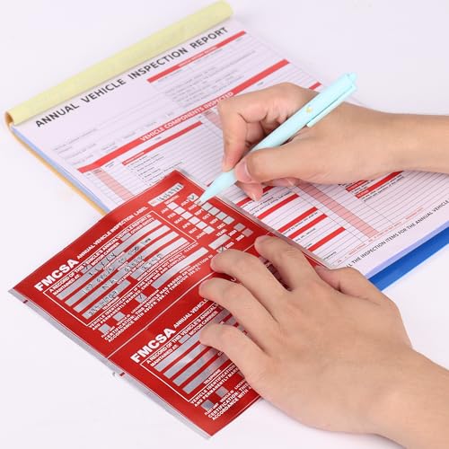 DOT Compliant 30-Pack Vehicle Inspection Forms with 3-Ply Carbonless, Hardboard & Red FMCSA Stickers