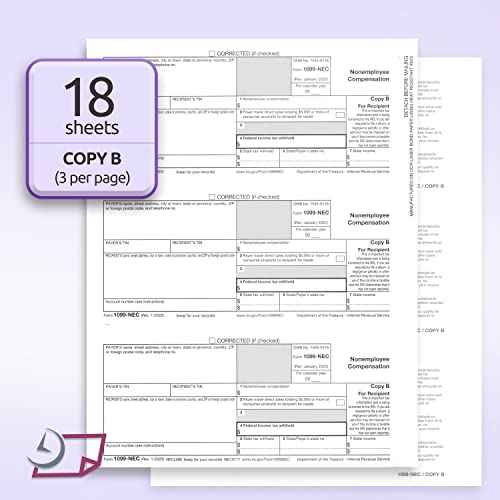 NextDayLabels - 1099-NEC Forms for 2025, 4-Part Tax Forms, Vendor Kit of 50 Laser Forms and 50 Self-Seal Envelopes, Forms Designed for QuickBooks, TFP and Other Accounting Software
