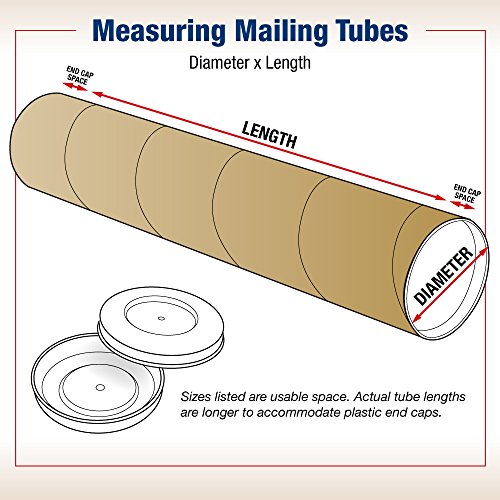BOX USA BP3018K Mailing Tubes with Caps, 3" x 18", Kraft (Pack of 24)