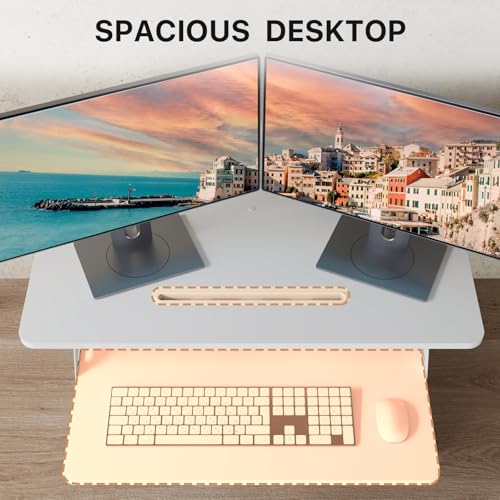 JOY worker 32-Inch White Standing Desk Converter, Height Adjustable Sit-Stand Riser