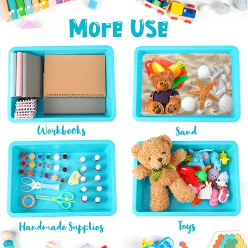 Kigley 16 Pcs Flat Storage Tray Organizer Bin Letter Size Paper Trays for Classroom Art Activity Plastic Stackable File Paper Organizer for Teacher Students School Office Book Organization