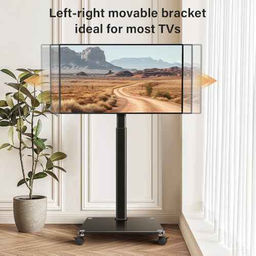 KKTONER Mobile TV Stand Rolling TV Cart for 27 to 65 inch Height Adjustable Rolling TV Stand with Wheels for Living Room Bedroom Max VESA 400x400mm Hold up 88 lbs
