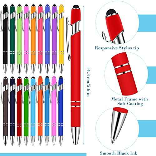 Konohan 100 Pieces Stylus Pen 2 in 1 Ballpoint Pen with Stylus Tip for Touch-Screen Phone Tablet, Touchscreen Devices, Compatible with iPad iPhone