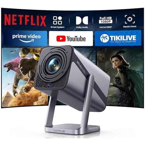 [Netflix-Licensed & 4K Support & Auto Focus]- Smart Projector with WiFi 6 and 2-Way Bluetooth, Dolby Audio/ Auto Keystone/Zoom,360¡ÆAdjustable Stand, iWIMIUS Mini Portable Outdoor Proyector w/ HDMI ARC