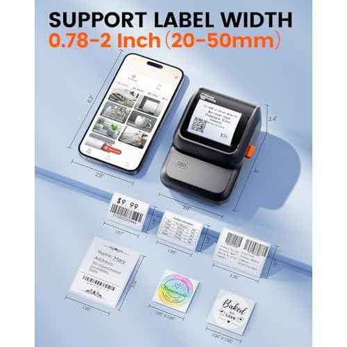 Label Maker Machine with Tapes, M100 Address Label Maker, Barcode Label Printer with 2000 Icons and 300 Templates, Bluetooth Thermal Label Printer for Small Business, Home, Logo, Office, School, Black