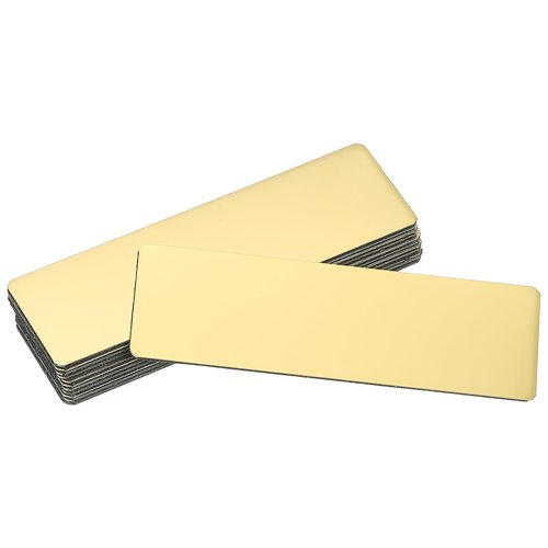 uxcell 12 Pcs Blank Name Plates, 3.1 x 1" Engraved Metal Name Plate Laser Strong Adhesive Nameplate Anodized Aluminium Custom Blank Plates for Signs DIY Crafts, Gold