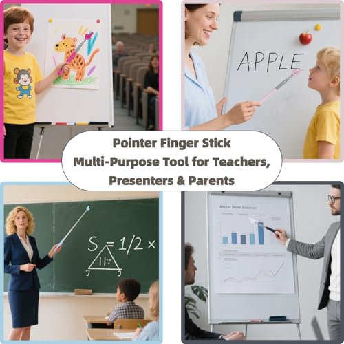 4 Pack Telescopic Classroom Pointer Sticks - Bright Colored Retractable Teaching Pointers