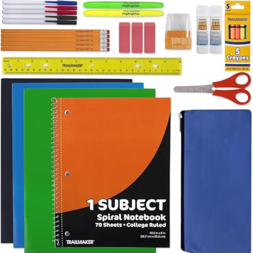 Trail Maker 30 Piece School Supplies Kit for Kids, Kindergarten & Elementary