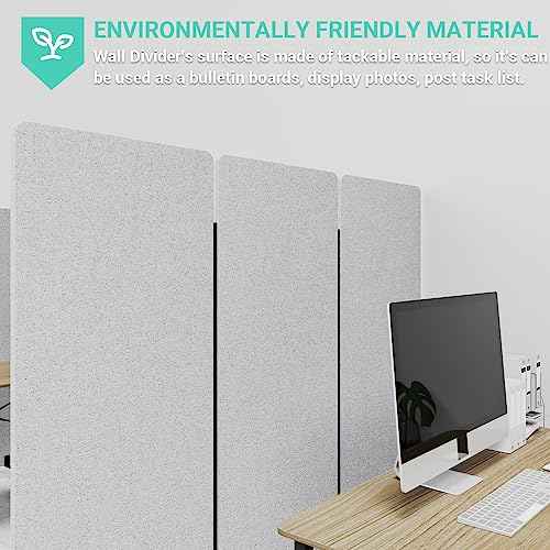 Soundproof Room Divider with Wheels, 66in Office Dividers for Sound Proofing & Reducing, 3 Panel Sound Proof Dividers for Office Partitions Portable Temporary Wall Acoustic Wall Divider£¬Light Grey